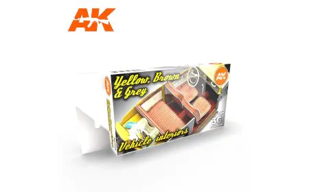 AK Interactive Set - Grey Yellow Brown Vehicle Interiors