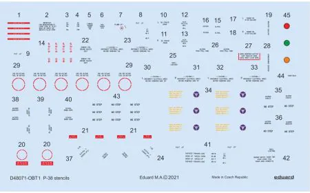 Eduard Decals 1:48 - P-38 Stencils (ACA/HAS)