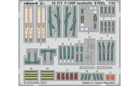 Eduard Photoetch Zoom 1:32 - F-100F Seatbelts STEEL (TRU)