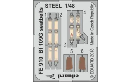 Eduard Photoetch (Zoom) 1:48 - Bf 109G Seatbelts Steel (Edu)