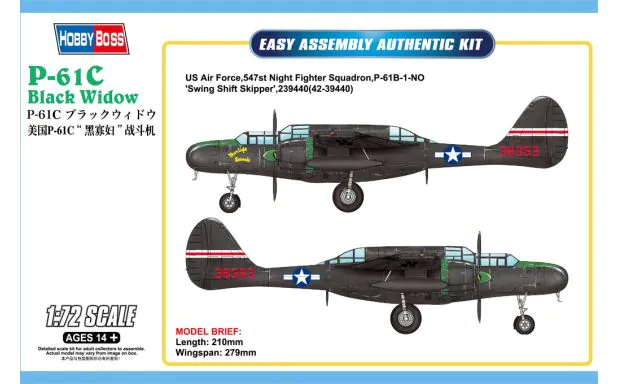 Hobbyboss 1:72 - Northrop US P-61C Black Widow