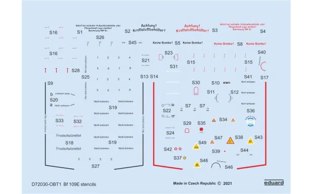 Eduard Decals 1:72 - Bf 109E Stencils (HOB & TAM)