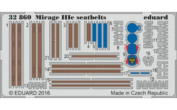 * Eduard P-etch 1:32 - Mirage IIIc Seatbelts (Italeri)