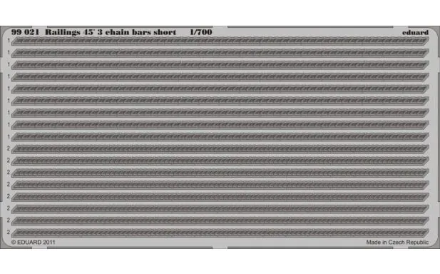 * Eduard Photoetch 1:700 - R ailings 45' 3 Chain Bars Short