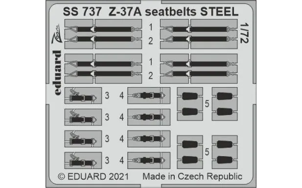 Eduard Photoetch (Zoom) 1:72 - Z-37A Seatbelts STEEL (EDU)